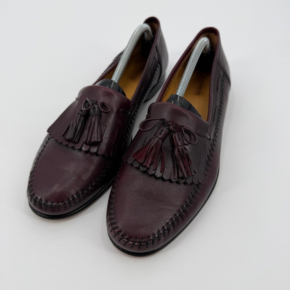 Magnanni Mens Burgundy Leather Kiltie Tassel Loafers 10168 Size 11.5 M Spain